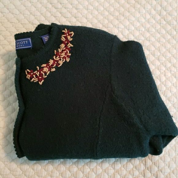 Karen Scott Sweater Womens Button Up Embroidered Wool Cardigan Green Size Medium - Picture 9 of 10